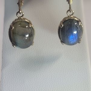 E138   Labradorite Leverback Earrings